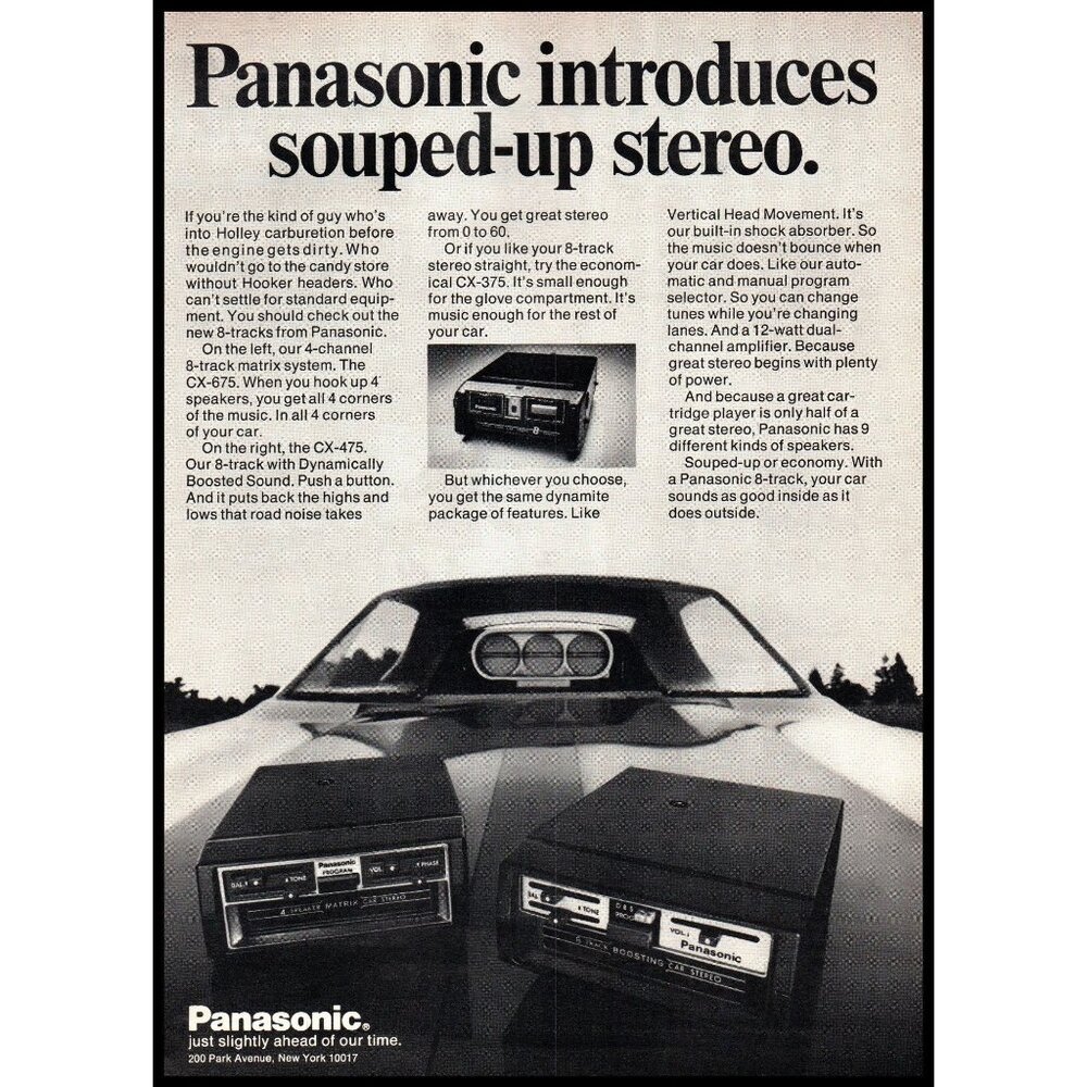 1973 Panasonic CX-675 CX-475 8 Track Car Stereo Vintage Print Ad Wall Art Photo